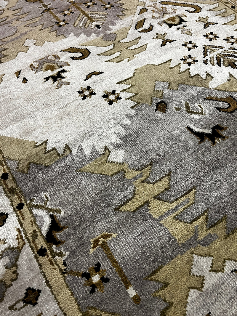 Sian Owlight 4x6 Grey and Gold Hand-Knotted Oushak Rug | Banana Manor Rug Company