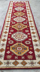 Siesta 2.9x8.6 Red and Ivory Hand-Knotted Kazak Runner | Banana Manor Rug Company