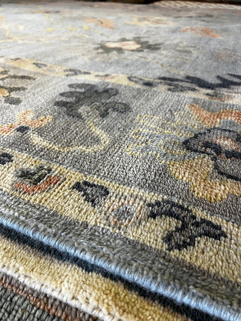 Sigourney Weaver 8.9x12 Light Blue Hand-Knotted Oushak Rug | Banana Manor Rug Factory Outlet