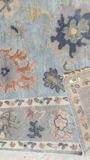 Sigourney Weaver 8.9x12 Light Blue Hand-Knotted Oushak Rug | Banana Manor Rug Company