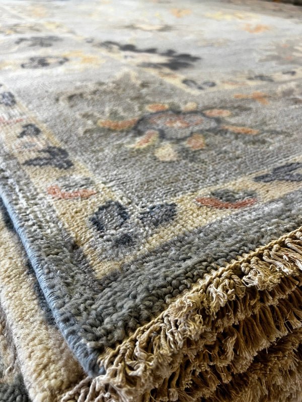 Sigourney Weaver 8.9x12 Light Blue Hand-Knotted Oushak Rug | Banana Manor Rug Factory Outlet