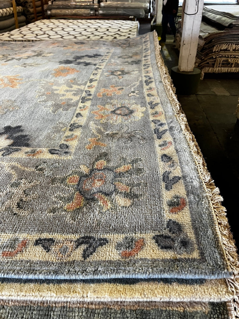 Sigourney Weaver 8.9x12 Light Blue Hand-Knotted Oushak Rug | Banana Manor Rug Factory Outlet