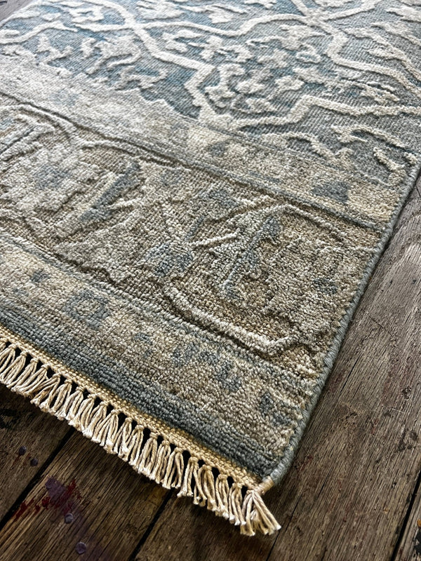 "Silke"Silver Hi-Low Hand-Knotted Oushak Sample 8x10 | Banana Manor Rug Company