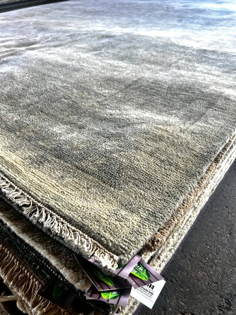 Silver Spice O'Hara 9x12 Hand-Knotted Oushak Rug Aqua and Silver O'Hara | Banana Manor Rug Factory Outlet