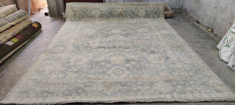 Silver Spice O'Hara Hand-Knotted Oushak Rug Aqua Silver O'Hara 9x12 | Banana Manor Rug Company