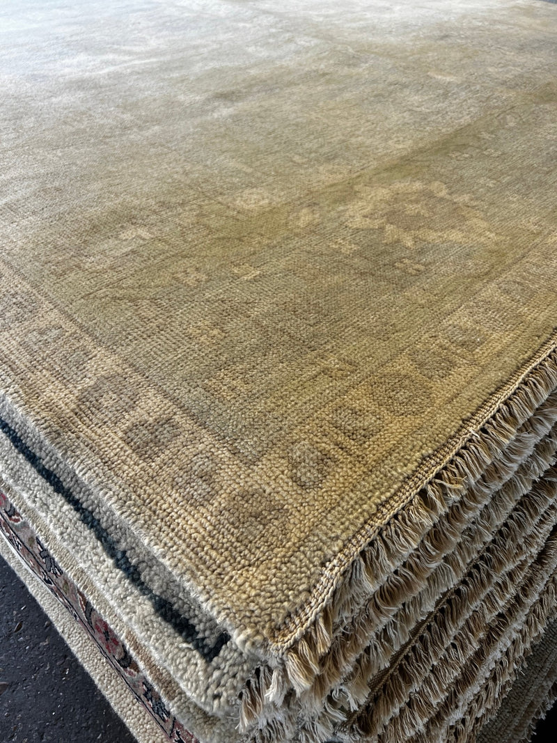 Simone Signoret 9x12 Sage Hand-Knotted Oushak Rug | Banana Manor Rug Company