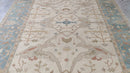 Sindra 8.3x10 Ivory and Light Blue Hand-Knotted Oushak Rug | Banana Manor Rug Company