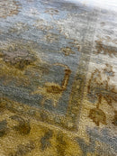 Sophia 8.3x9.9 Blue and Ivory Hand-Knotted Oushak Rug | Banana Manor Rug Factory Outlet