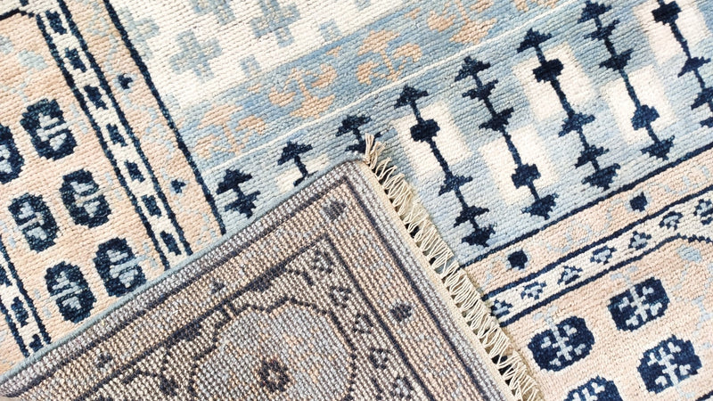 Sophie 8x10 Light Blue and Ivory Hand-Knotted Oushak Rug | Banana Manor Rug Company