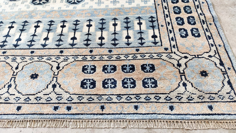 Sophie 8x10 Light Blue and Ivory Hand-Knotted Oushak Rug | Banana Manor Rug Company