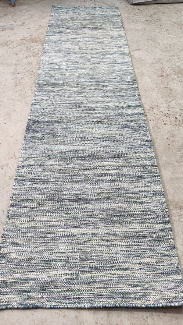 Sparrow 2.6x10 Grey Handwoven PET Yarn Durrie Runner | Banana Manor Rug Company