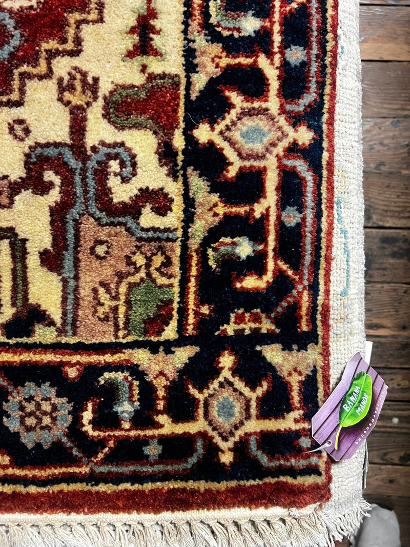 St. Armand 3x8.3 Red and Ivory Hand-Knotted Kazak Runner | Banana Manor Rug Factory Outlet