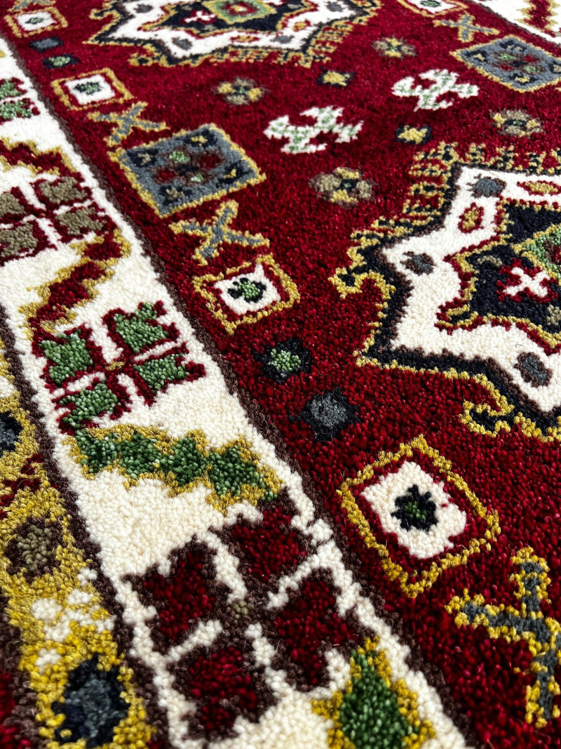 St. Armand 3x8.3 Red and Ivory Hand-Knotted Kazak Runner | Banana Manor Rug Factory Outlet