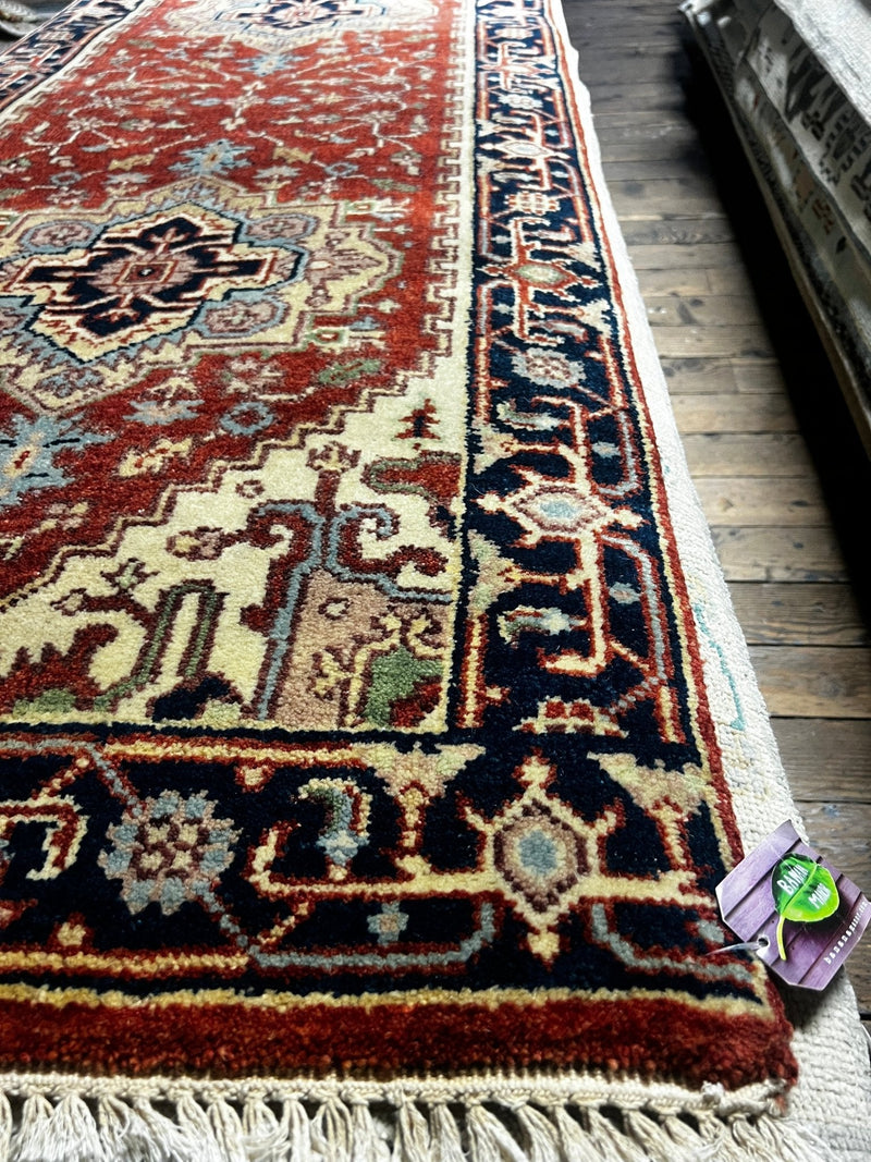 St. Armand 3x8.3 Red and Ivory Hand-Knotted Kazak Runner | Banana Manor Rug Factory Outlet