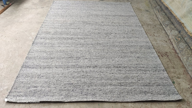 Stanley Ketchel 6x9 Silver Handwoven PET Yarn Durrie Rug | Banana Manor Rug Company