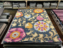 Stephane Audran 5x7.6 Blue Floral Hand-Tufted Rug | Banana Manor Rug Factory Outlet