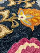 Stephane Audran 5x7.6 Blue Floral Hand-Tufted Rug | Banana Manor Rug Factory Outlet