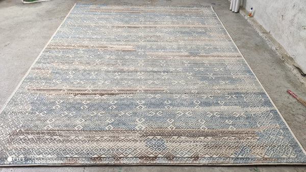 Steve Hanson 8.9x11.9 Mixed Blue Modern Hand-knotted Rug | Banana Manor Rug Company