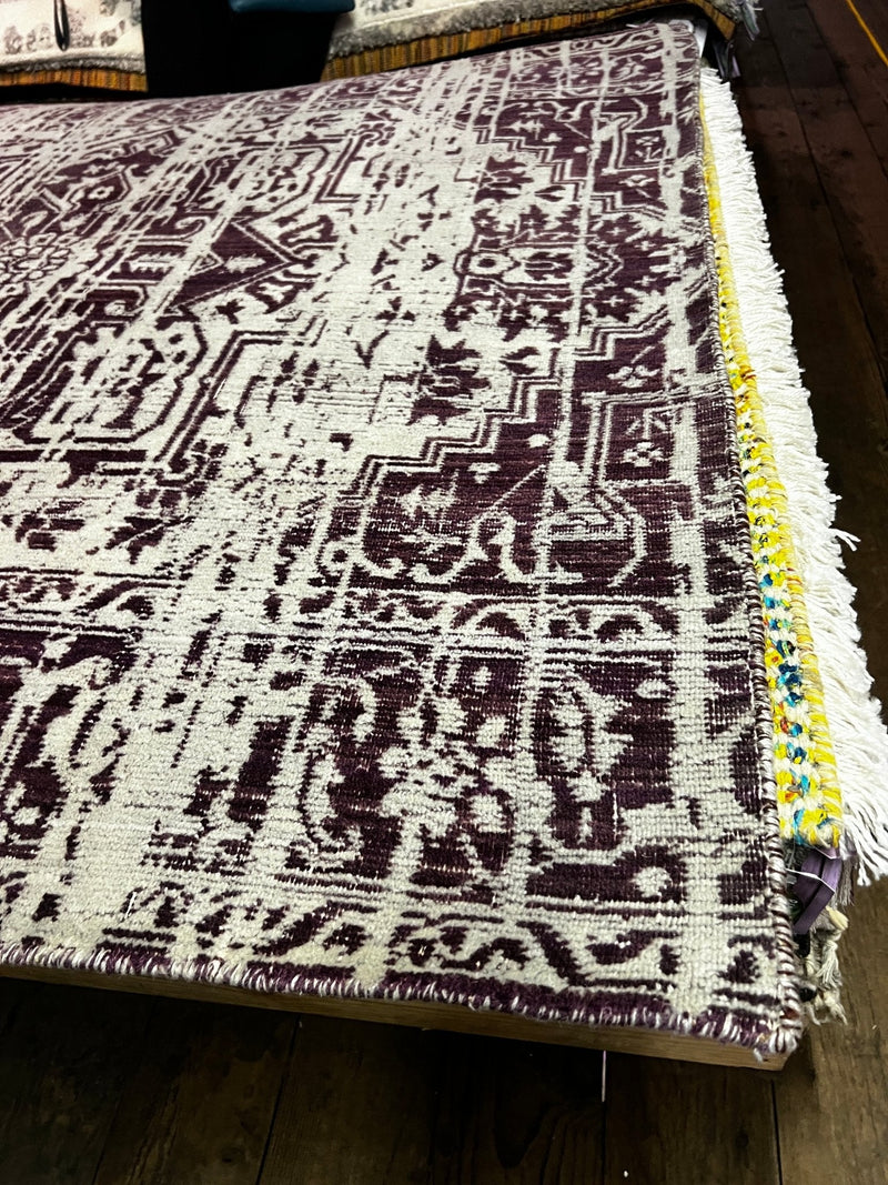 Steve Holt 5x6.3 Purple Handwoven Jacquard Rug | Banana Manor Rug Factory Outlet