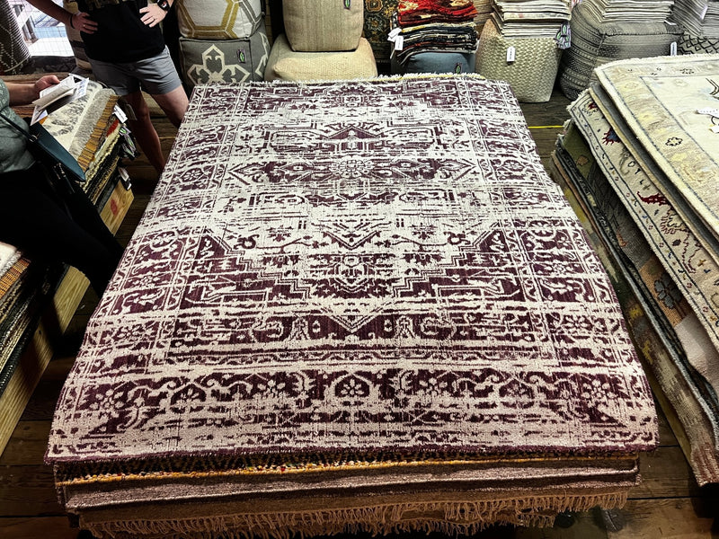 Steve Holt 5x6.3 Purple Handwoven Jacquard Rug | Banana Manor Rug Factory Outlet