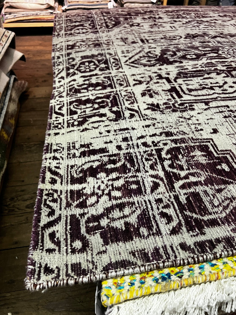 Steve Holt 5x6.3 Purple Handwoven Jacquard Rug | Banana Manor Rug Factory Outlet