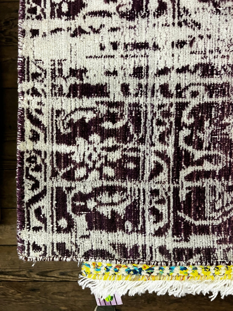 Steve Holt 5x6.3 Purple Handwoven Jacquard Rug | Banana Manor Rug Factory Outlet