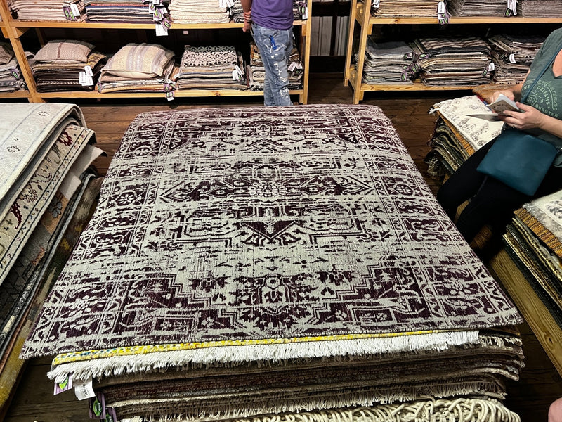 Steve Holt 5x6.3 Purple Handwoven Jacquard Rug | Banana Manor Rug Factory Outlet