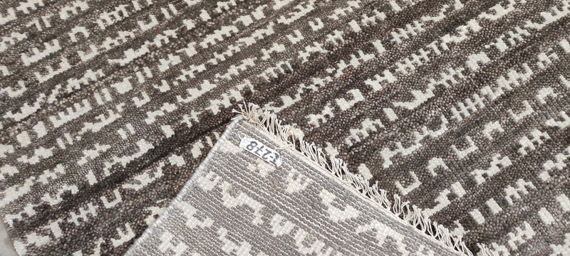 Steve Rubell 9x11.9 Brown and Ivory Hand-Knotted Modern Rug | Banana Manor Rug Company