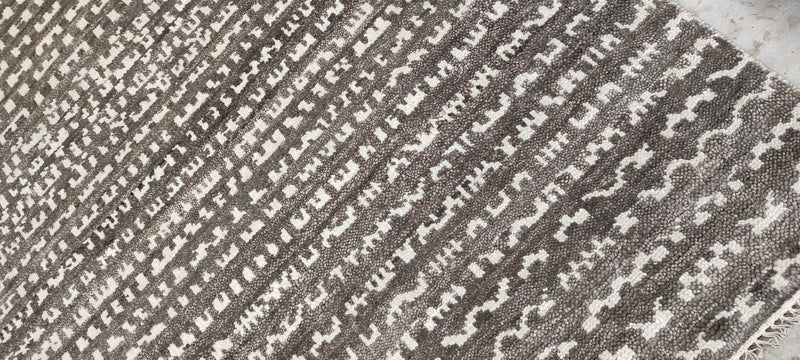 Steve Rubell 9x11.9 Brown and Ivory Hand-Knotted Modern Rug | Banana Manor Rug Company