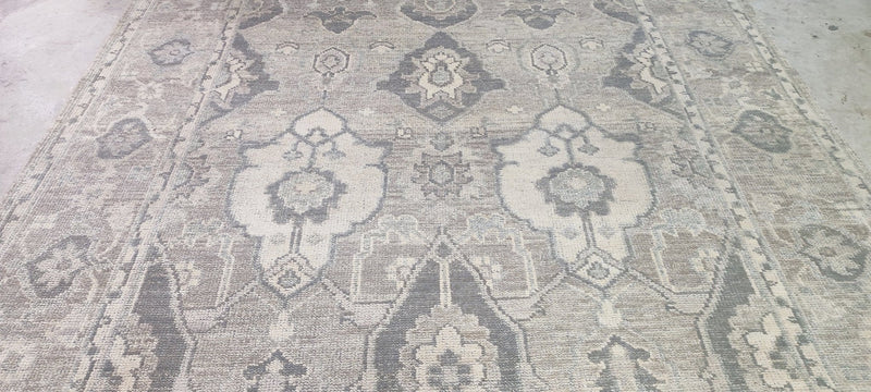 Sue Capelli Grey Hand-Knotted Oushak Rug 8x10 | Banana Manor Rug Company