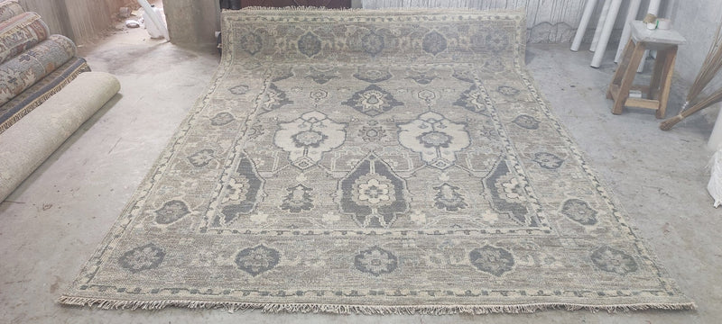 Sue Capelli Grey Hand-Knotted Oushak Rug 8x10 | Banana Manor Rug Company