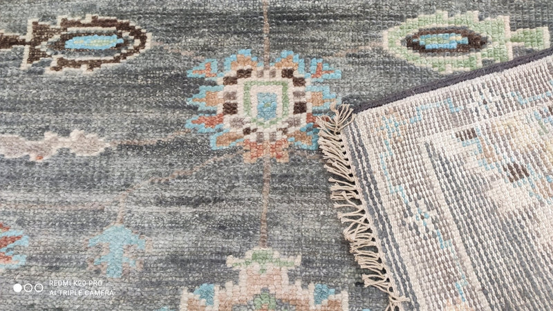 Suna 5.6x8 Dark Gray Turkish Knot Oushak | Banana Manor Rug Company
