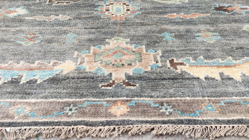 Suna 5.6x8 Dark Gray Turkish Knot Oushak | Banana Manor Rug Company