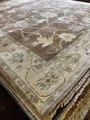 Susan Ross 8x9.9 Brown and Tan Hand-Knotted Oushak Rug | Banana Manor Rug Company