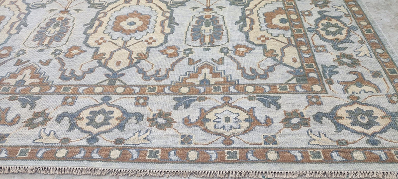 Susanna Rowson Hand-Knotted Oushak Rug Light Grey and Rust 10.3x14 | Banana Manor Rug Company