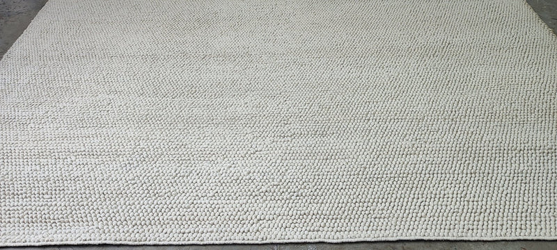 Susanna Rowson Handwoven Wool Durrie Natural Ivory Loop Ball 10x13.6 | Banana Manor Rug Company