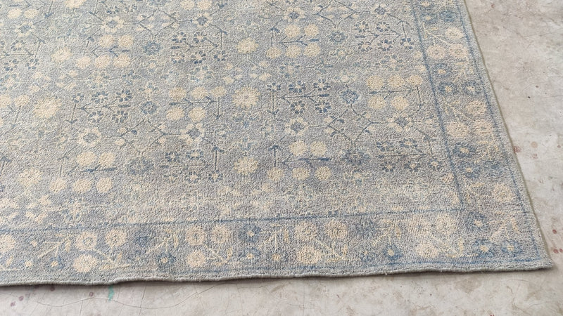 Susanne 6x9 Tan and Light Blue Hand-Knotted Oushak Rug | Banana Manor Rug Company