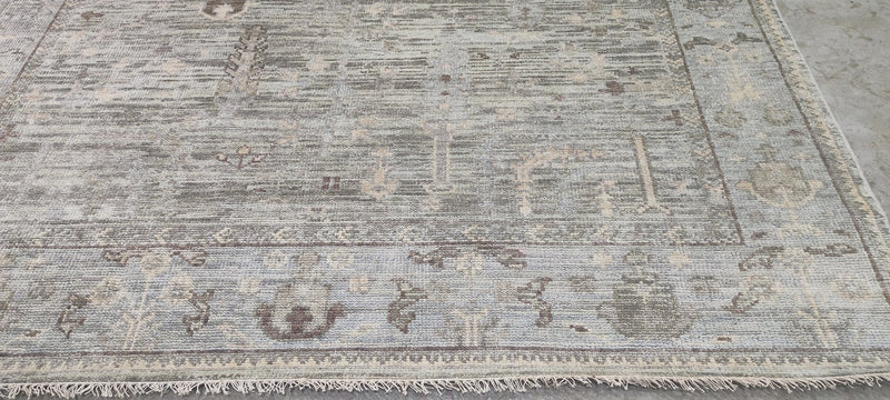 Suzanne Ascher Grey and Beige Hand-Knotted Oushak Rug 8x10 | Banana Manor Rug Company