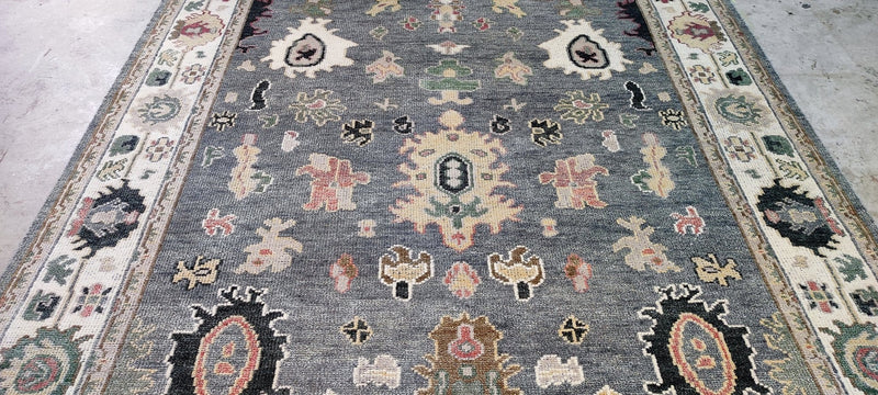 Suzanne Tucker Grey and Ivory Hand-Knotted Oushak Rug 8x10.3 | Banana Manor Rug Company