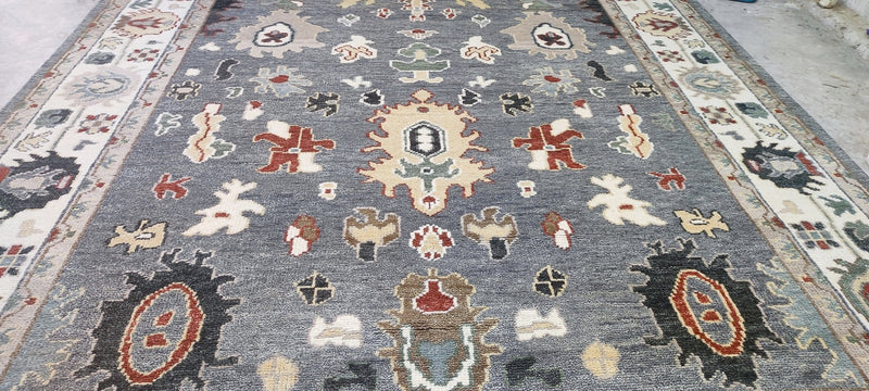 Svetlana Antonova Hand-Knotted Oushak Rug Grey and Ivory 9x12 | Banana Manor Rug Company