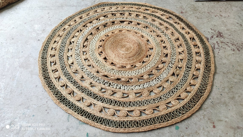 Sylvia 5x5 Handwoven Natural Round Jute Rug | Banana Manor Rug Company