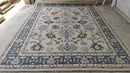 Synnøve Macody Lund 9x12 Light Grey and Blue Hand-Knotted Oushak Rug | Banana Manor Rug Company