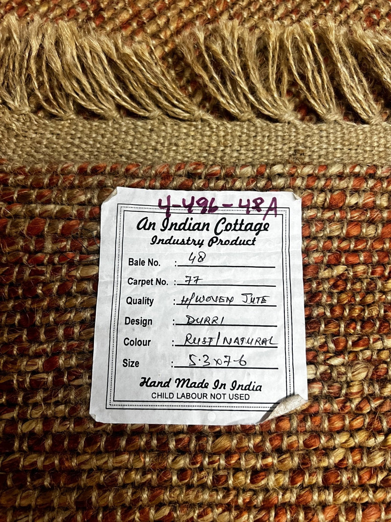 Taggart 5.3x7.6 Orange Handwoven Jute Rug | Banana Manor Rug Company