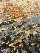 Tanner 1 Indo Tibetan Red Blue Cream Modern Abstract High-Low Rug 4'x6' | Banana Manor Rug Company