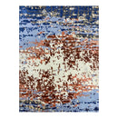 Tanner 1 Indo Tibetan Red Blue Cream Modern Abstract High-Low Rug 4'x6' | Banana Manor Rug Company