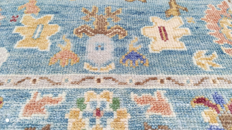 Tara 4x6 Lt. Blue Hand Knotted Oushak | Banana Manor Rug Company