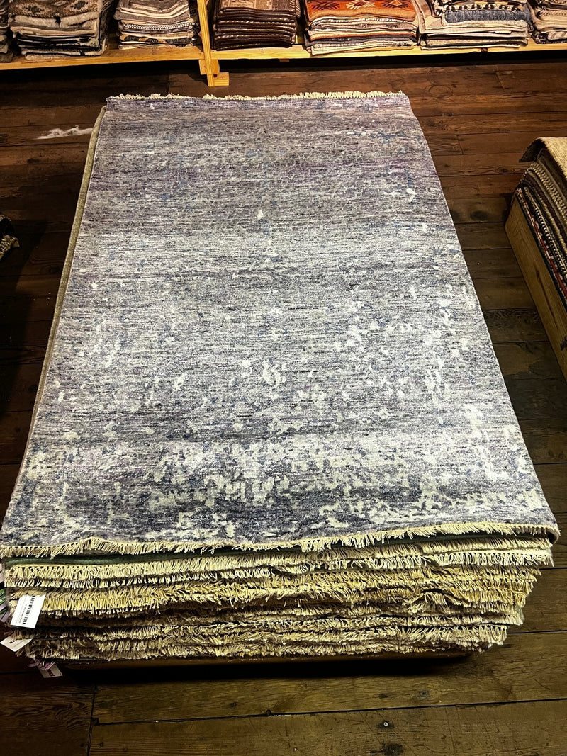 Tatiana Brown Hand-Knotted Modern Rug Silver Grey Textured 4x6 | Banana Manor Rug Factory Outlet