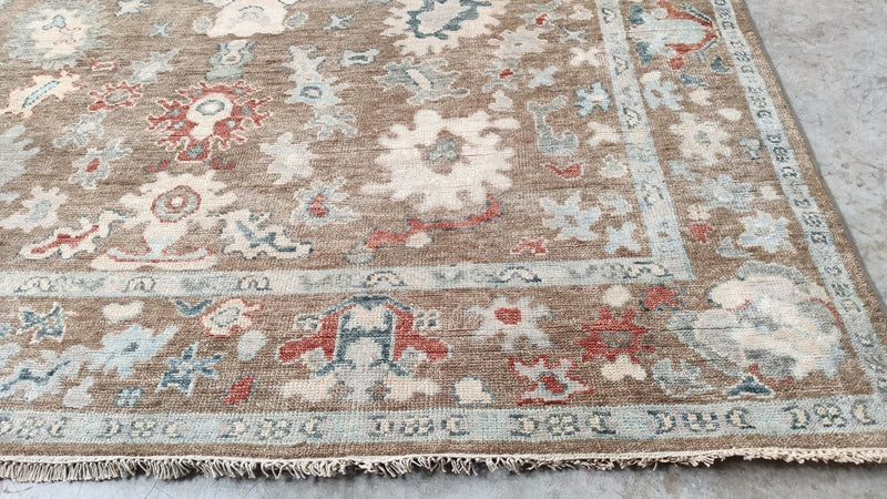 Tatum 7.9x10.3 Light Brown Hand-Knotted Oushak Rug | Banana Manor Rug Company