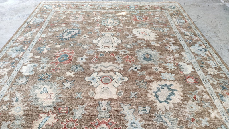 Tatum 7.9x10.3 Light Brown Hand-Knotted Oushak Rug | Banana Manor Rug Company