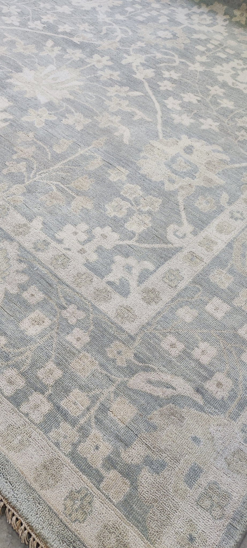 Tatyana Abramova Hand-Knotted Oushak Rug Aqua and Silver O'Hara 10x14 | Banana Manor Rug Company